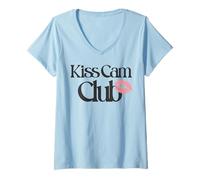 Femme Trendy Apparel Kiss Cam Club Lipstick Vintage Dark Logo T-Shirt avec Col en V