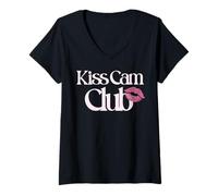 Femme Trendy Apparel Kiss Cam Club Lipstick Vintage Light Logo T-Shirt avec Col en V