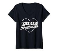 Femme Trendy Apparel Kiss Cam Heartbreaker Funny Heart Shaped Logo T-Shirt avec Col en V