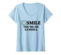 Femme Trendy Apparel Kiss Cam Smile You are on Camera T-Shirt avec Col en V