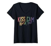 Femme Trendy Apparel Kiss Cam World Tour Distressed Rainbow Logo T-Shirt avec Col en V