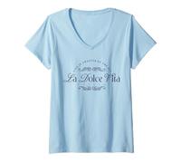 Femme Trendy Apparel Life is Sweeter by The Sea Dolce Vita Italia T-Shirt avec Col en V
