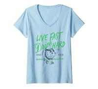 Femme Trendy Apparel Live Fast Drive Hard Golf Club Golfing Ball T-Shirt avec Col en V