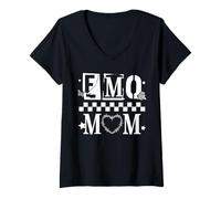 Femme Trendy Apparel Mother's Day Emo Mom Alternative Stencil Font T-Shirt avec Col en V