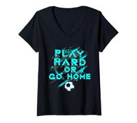 Femme Trendy Apparel Play Hard Or Go Home Inspirational Quote T-Shirt avec Col en V