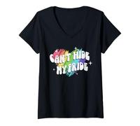 Femme Trendy Apparel Pride Can't Hide My Pride Rainbow Heart T-Shirt avec Col en V