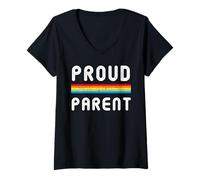 Femme Trendy Apparel Pride Proud Parent Rainbow Flag Banner T-Shirt avec Col en V