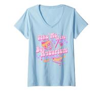 Femme Trendy Apparel Take Me to The Aquarium Pink T-Shirt avec Col en V