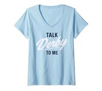 Femme Trendy Apparel Talk Derby to Me Bright White Cursive Text T-Shirt avec Col en V