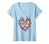Femme Trendy Apparel Valentine's Day Hate That for You Flame Heart T-Shirt avec Col en V
