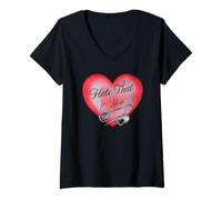 Femme Trendy Apparel Valentine's Day Hate That for You Heart & Pin T-Shirt avec Col en V