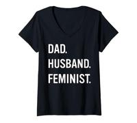 Femme Trendy Apparel Women's History Month Dad Husband Feminist T-Shirt avec Col en V