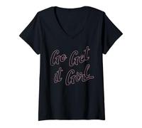 Femme Trendy Apparel Women's History Month Go and Get It Girl T-Shirt avec Col en V