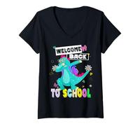 Femme Trex Sac à dos Premier jour d'école Bienvenue à l'école T-Shirt avec Col en V