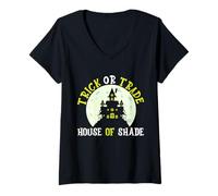 Femme Trick Or Trade House of Shade Scary Realtor Halloween T-Shirt avec Col en V