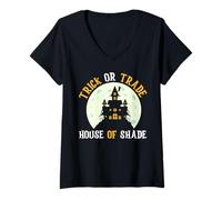 Femme Trick Or Trade House of Shade Scary Realtor Halloween T-Shirt avec Col en V