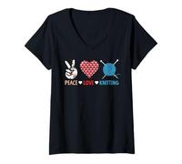 Femme Tricot Peace Love T-Shirt avec Col en V