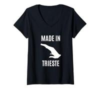 Femme Trieste Orgoglio Locale Italia Città Travel Souvenir T-Shirt avec Col en V