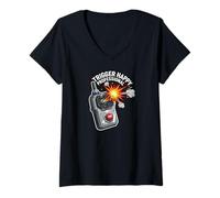 Femme Trigger Happy Professional Funny Remote Fire Button T-Shirt avec Col en V