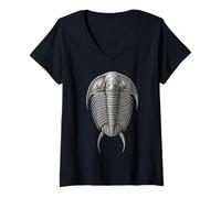 Femme Trilobite fossile Ancien arthropode Vue Dorsale Paléontologie T-Shirt avec Col en V