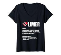 Femme Trinidad Tobago Limer Word Def Heart Flag Caribbean Pride T-Shirt avec Col en V