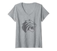 Femme Trinity University Tigers Mascot Head Lee Roy T-Shirt avec Col en V