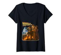 Femme Trio de chiens de voyage dans le temps dans une scène d'aventure dans le Far West T-Shirt avec Col en V