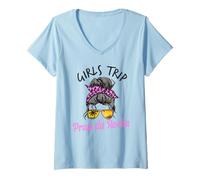 Femme Trip Praia Da Rocha Portugal Chignon à Cheveux désordonnés pour Filles T-Shirt avec Col en V