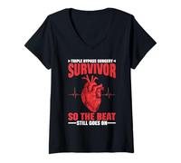 Femme Triple Bypass Survivor Beat Still Goes on T-Shirt avec Col en V