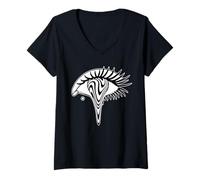 Femme Trippy Eye Blackwork Minimal T-Shirt avec Col en V