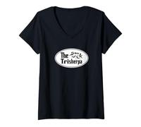 Femme TRISHERPA Triathlon Support Crew Tri Père T-Shirt avec Col en V