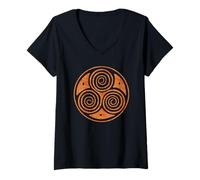 Femme Triskel Triple Spirale Celtique T-Shirt avec Col en V
