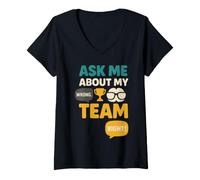 Femme Trivia Night Quiz Team Pub Bar Game Night Cadeau T-Shirt avec Col en V