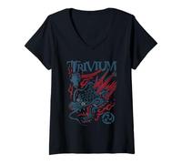 Femme Trivium Screaming Dragon Color T-Shirt avec Col en V