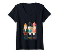 Femme Trois Casse-Noisettes - Ballet de Noël Classique T-Shirt avec Col en V