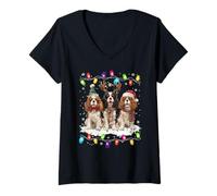 Femme Trois Cavaliers King Charles Spaniel Noël Femme Homme Chien T-Shirt avec Col en V