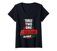 Femme Trois Deux Un Maroc numéro Un T-Shirt avec Col en V