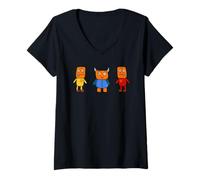 Femme Trois Fous d'halloween T-Shirt avec Col en V