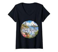 Femme Trois- Rivières Québec Canada T-Shirt avec Col en V