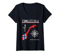 Femme Trolltunga Norway - Randonnée - Aventure - Nature Scandinave T-Shirt avec Col en V