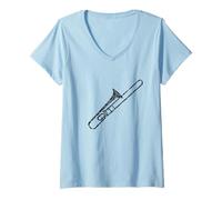 Femme Trombone (Noir Vintage) Trombonist T-Shirt avec Col en V