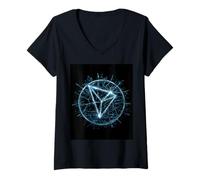 Femme Tron TRX Invest Blockchain, cryptomonnaie, minage numérique T-Shirt avec Col en V