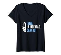 Femme Tronçonneuse Viva la Libertad Carajo Reformer Liberté T-Shirt avec Col en V