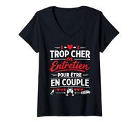 Femme Trop Cher en Entretien Humour célibataire T-Shirt avec Col en V