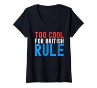 Femme Trop Cool pour la règle Britannique drôle 4 Juillet 4 Juillet T-Shirt avec Col en V