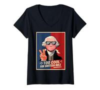 Femme Trop Cool pour la règle Britannique George Washington 4 Juillet T-Shirt avec Col en V