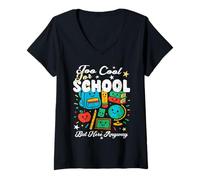 Femme Trop Cool pour l'école mais Ici n'importe où étudiant Amusant et Cool T-Shirt avec Col en V