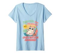 Femme Trop Cool pour l'été, il Suffit de Chaton Autour d'un Mignon Chat Kawaii T-Shirt avec Col en V