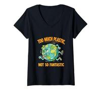Femme Trop de Plastique, ce n'est Pas Fantastique Recycler Le T-Shirt avec Col en V