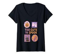 Femme Trop Mignon pour effrayer Le Fun d'halloween T-Shirt avec Col en V